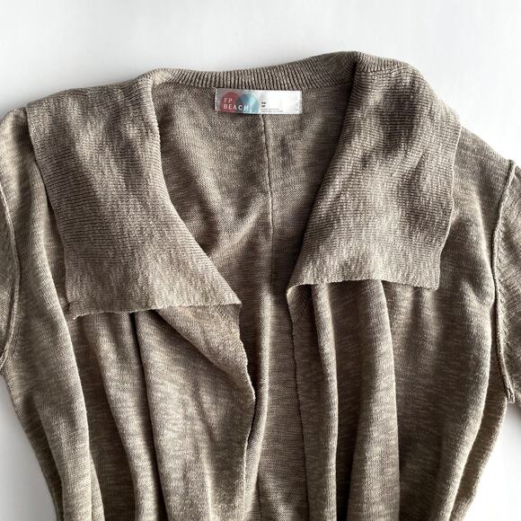 Free People Beach Cotton Linen Blend Duster Cardigan XS Belted Tan - Picture 6 of 16